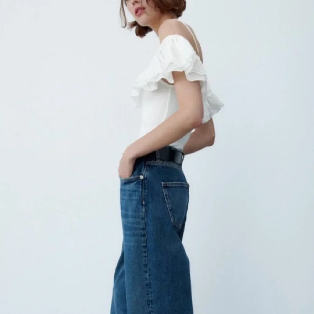 Zara matching bodysuit with embroidered ruffles white NWT - Picture 4 of 8